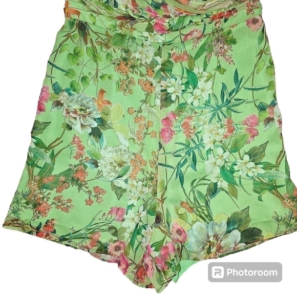 Jay Godfrey Lydia Chiffon Ruched Floral Strapless Romper Playsuit in 6 - Picture 6 of 9